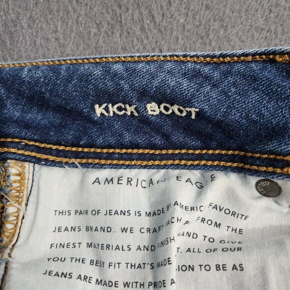 American Eagle Women 8 Mid Rise Kick Boot Super Stretch Jeans - Picture 7 of 13